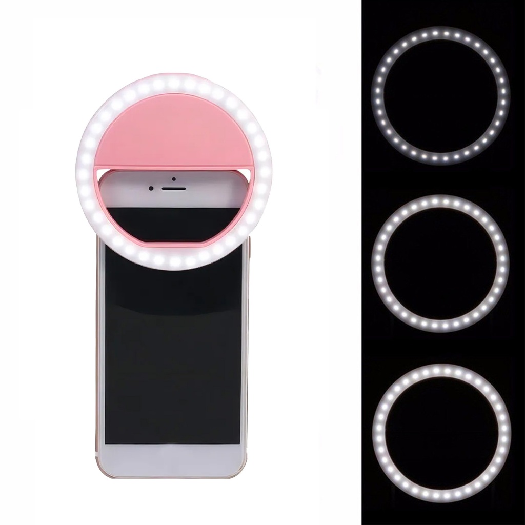 Anel Flash Selfie Mini Ring Light Luminoso Para Celular Cor Branco