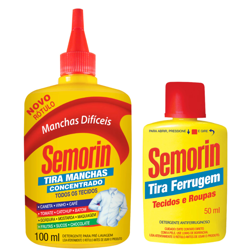 Combo sem manchas Tira Manchas Dificeis 100ml + Tira Ferrugem Semorin 50ml