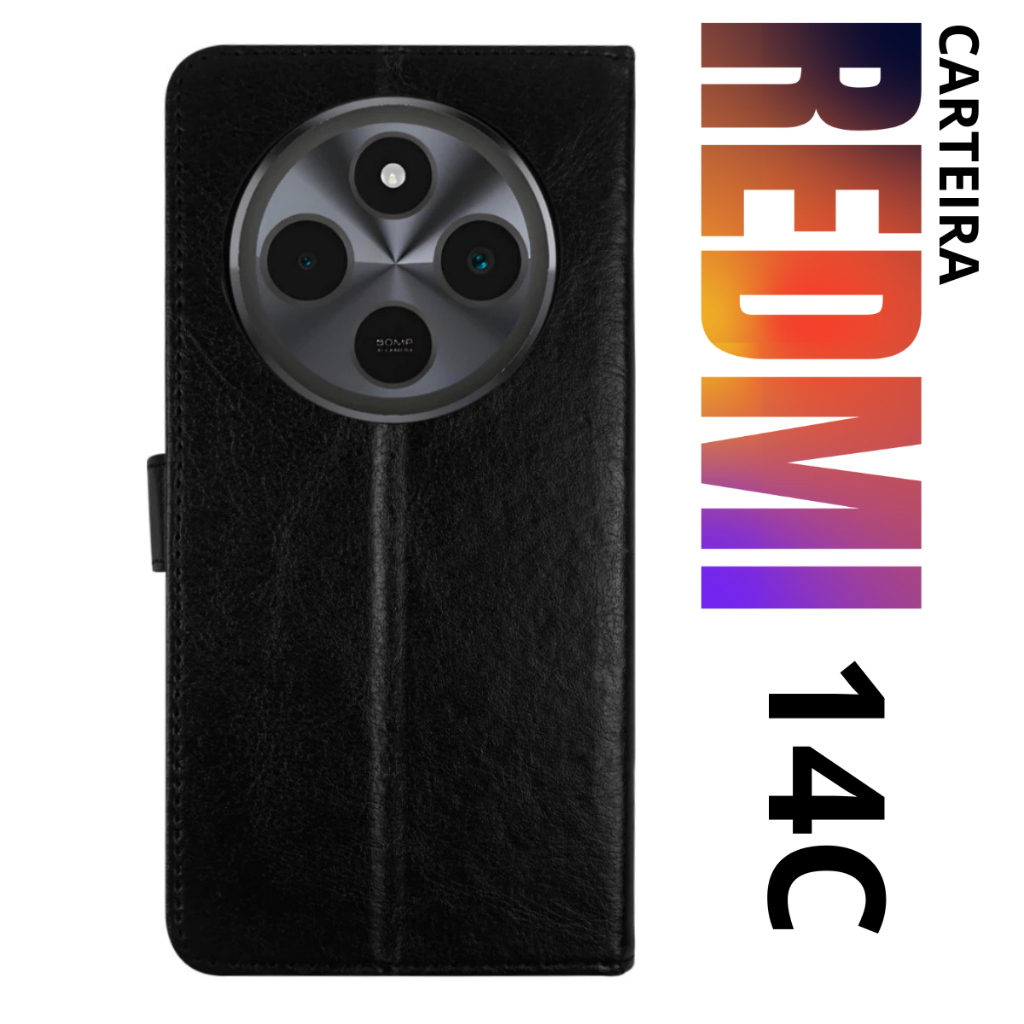 Capa Capinha Case Carteira Estojo Flip Compatível Redmi 14C Diversas Cores em Oferta na Shopee