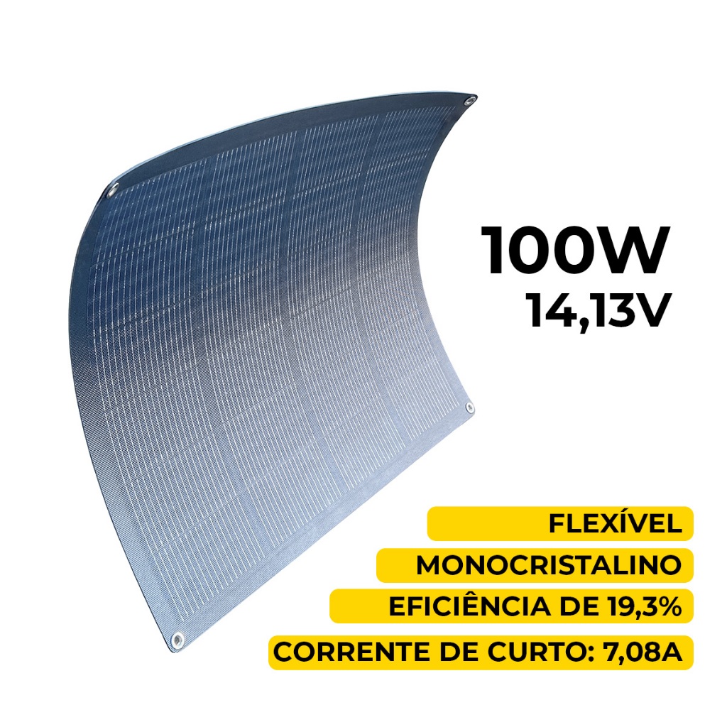 Placa Solar Flexível 100W Painel Solar para Caminhões e Motorhomes - Home & Living