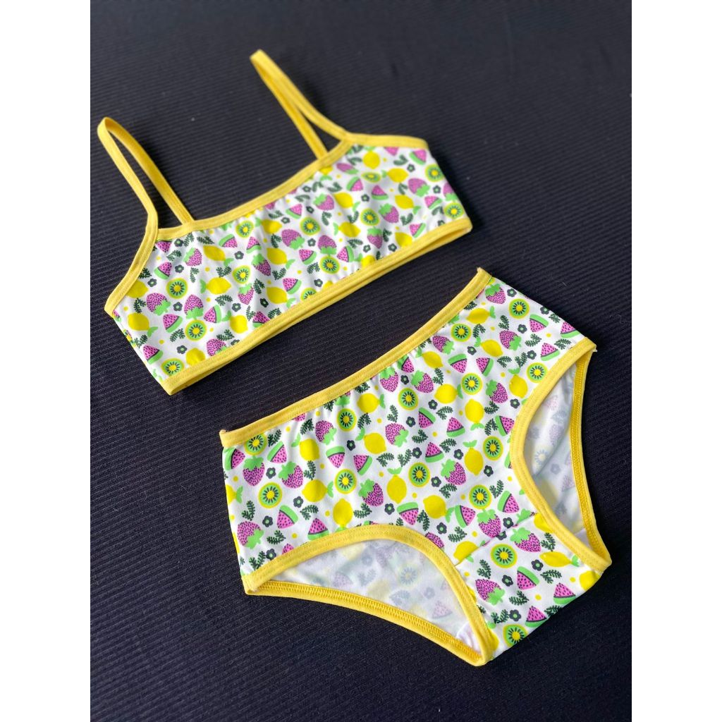 Kit 7 Conjunto Menina Moça Infantil Personagens Desenhos Toper Calcinha Roupa Intima Estampada