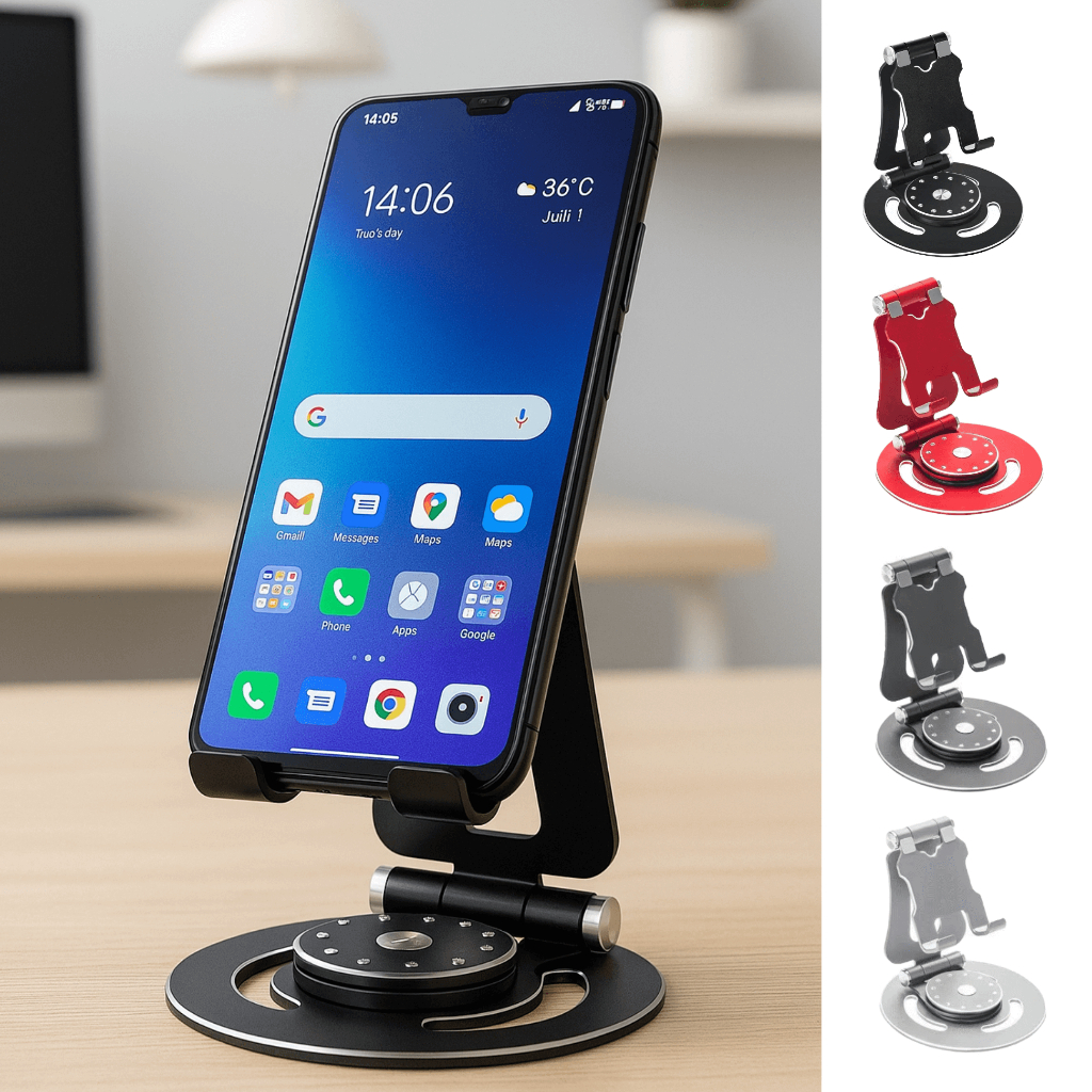 Suporte para Celular Mesa Base Rotatória Ajustável 360º Para Smartphones e Tablets