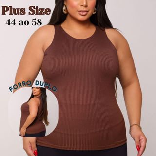 Blusa Feminina Plus Size Regata Canelada Elastano em Oferta na Shopee