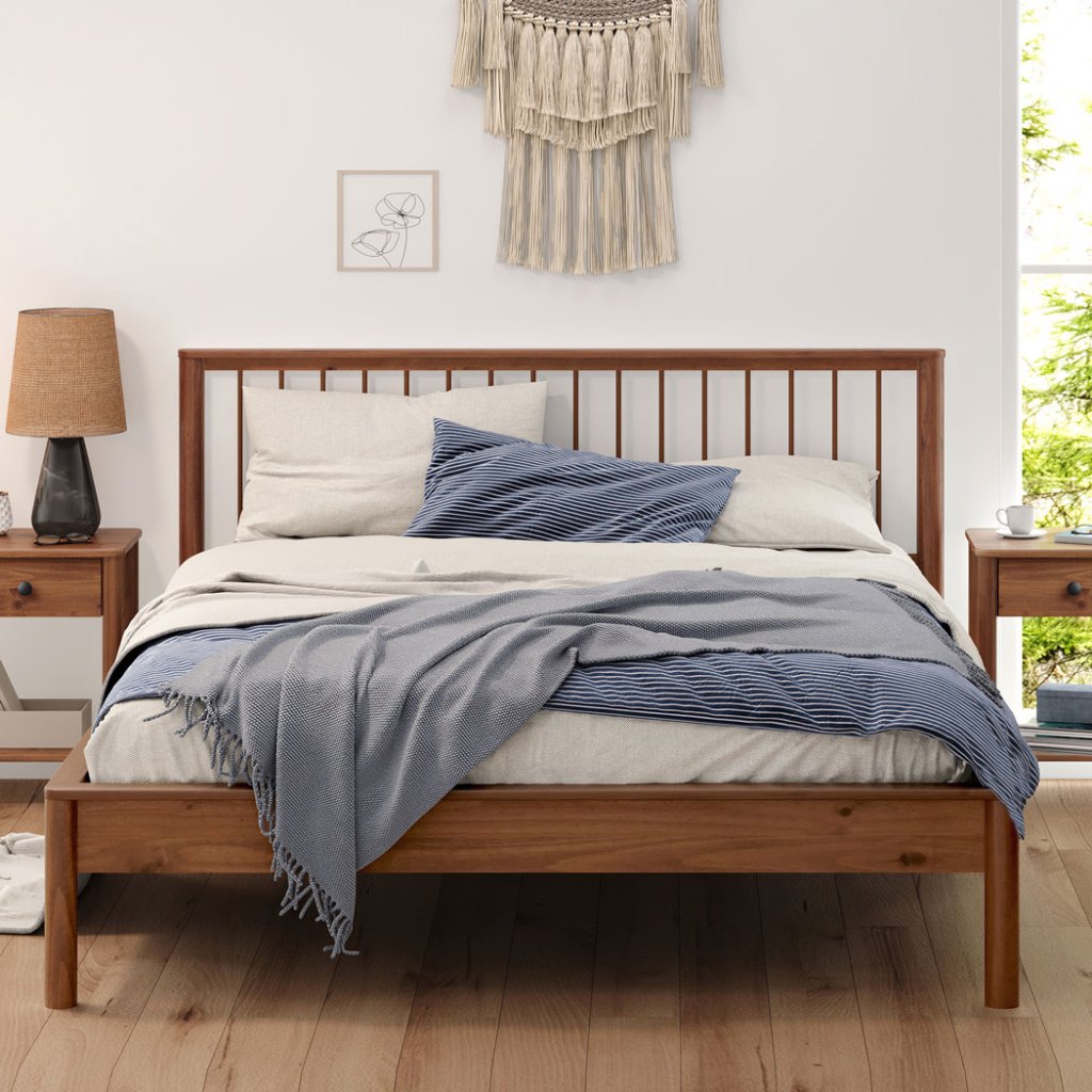 Cama Casal Queen de Madeira Maciça Moderna Apoana Castanho em Oferta na Shopee