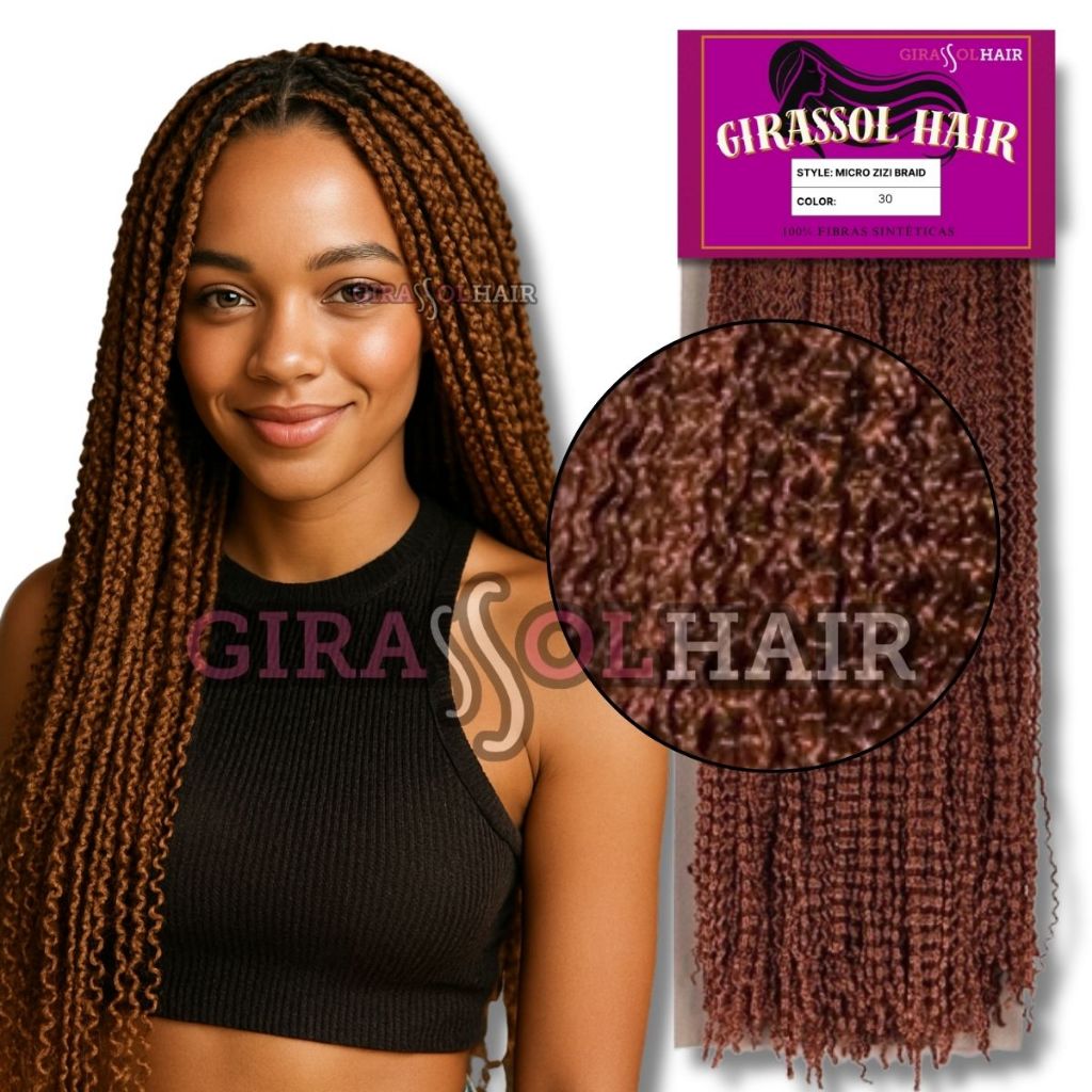 Cabelo Micro Zizi Pacotão 320g Miojinho Trancinha Kanecalon Cor 30 Mel Escuro