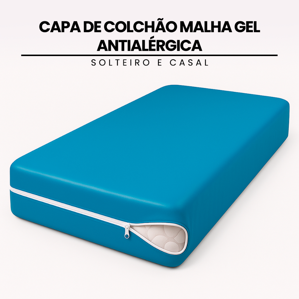 Capa de Colchão Malha Gel Antialérgica, Lavável e Confortável - Tamanhos Variados