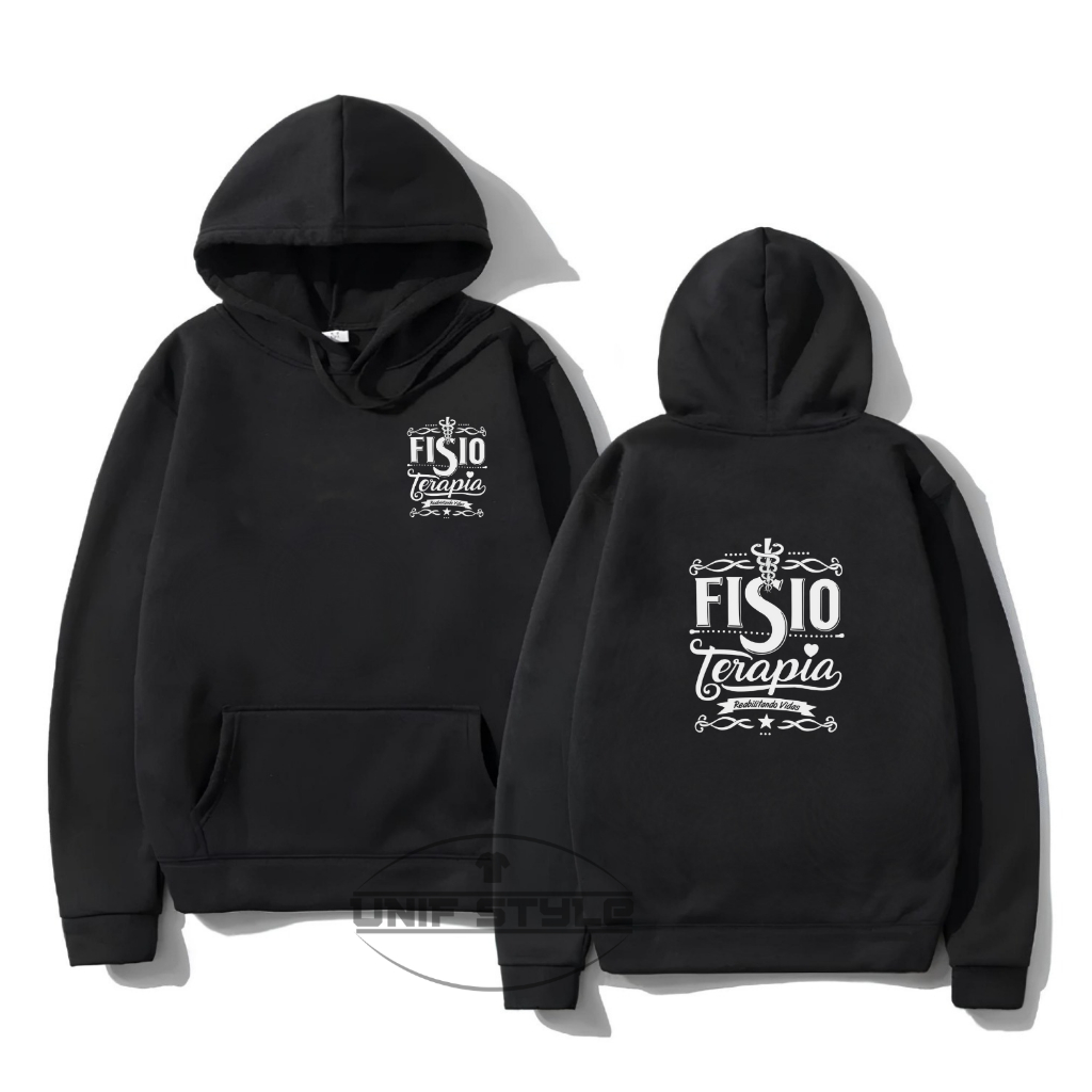 Moletom Blusa de Frio Capuz Estampa Curso Unissex Faculdade Fisioterapia Faculdade Personalizado