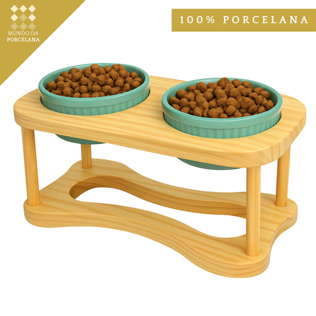 Comedouro Suspenso  Tigela Porcelana Pet Gato Cachorro