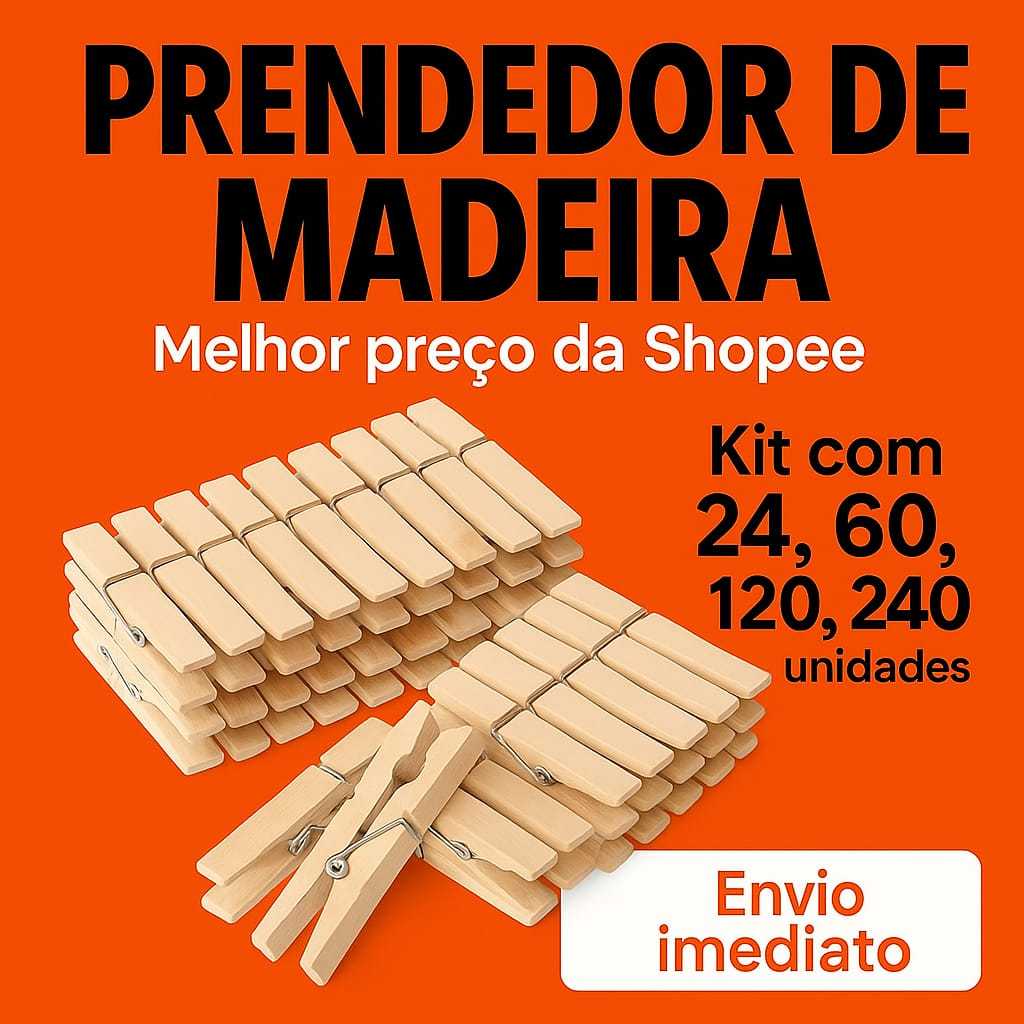 Prendedor de roupa  madeira, KIT com 24/60/120/240 UN, promoção pregador varal, resistente, grampo.
