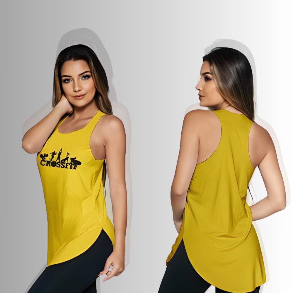 Blusa Feminina Regata Esportiva est. Crosfit Peito 007 Academia Caminhada -cores-academia