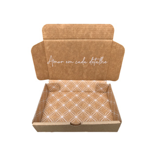 10 Caixas de Papelão Kraft com Branco - 16x11x3 - Amor em cada detalhe (Interna) em Oferta na Shopee