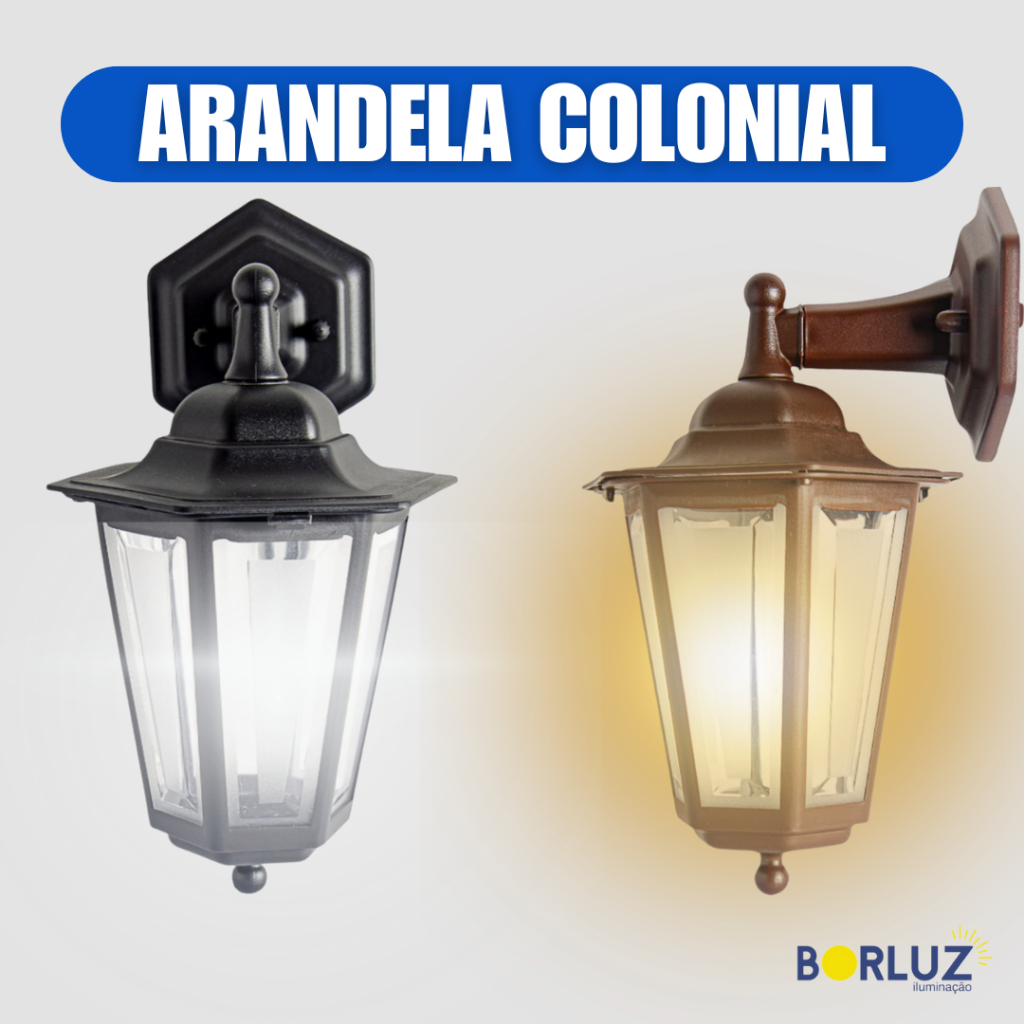 Luminária Arandela Sextavada Colonial Clássica Rústica E27 Bivolt Área Externa e Interna