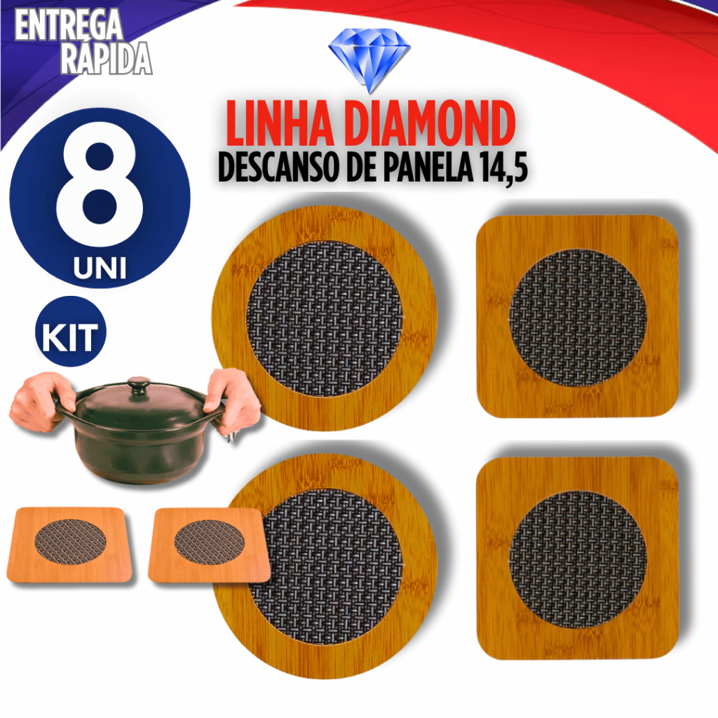Conjunto 8 Descanso De Panela em MDF apoio Protetor de Mesa Bancadas Suportes multiuso
