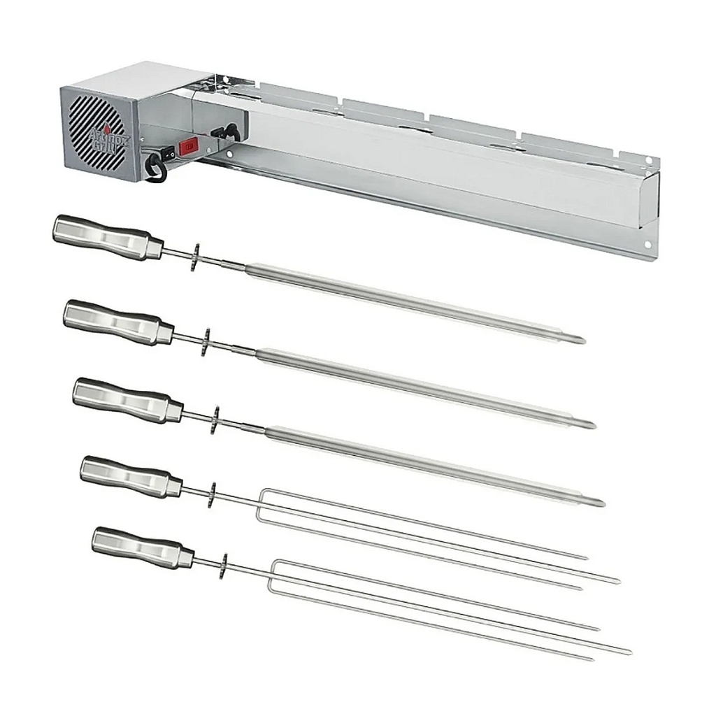 Painel Churrasqueira 71cm Giratorio Inox - Artinox Grill + 5 Espetos Giratórios - Motor Bivolt