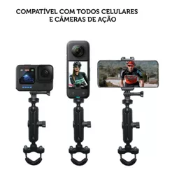 Suporte Barra Guidão Bike Moto 360o Câmera Gopro E Similares