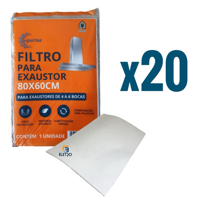 20 Filtro Manta Protetores para Gordura de Depuradores Coifas e Exaustores 60cm por 80cm (Qualidade Premium)