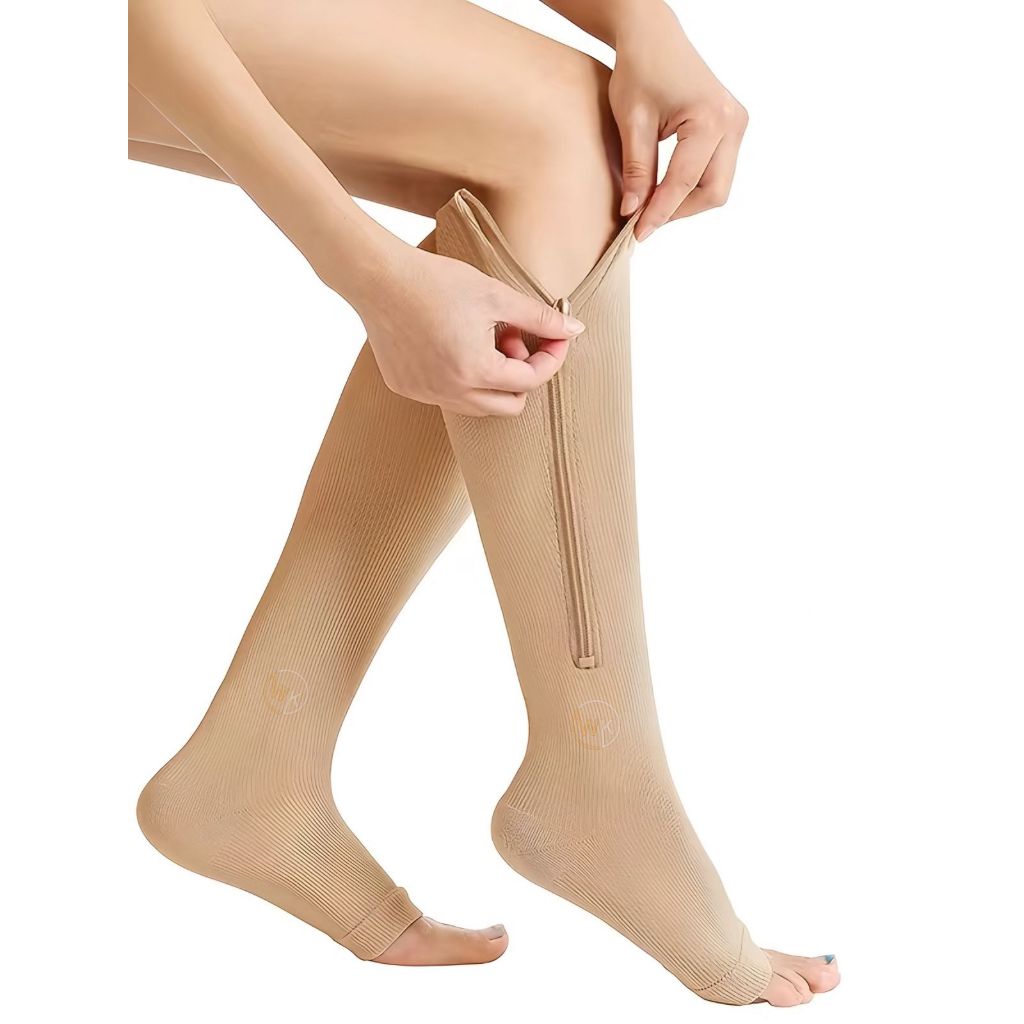 Meia Compressão Varizes Pernas Cansadas Inchaço Dores 3/4 Zíper 20-30 Mmhg Compressão Unissex PAR