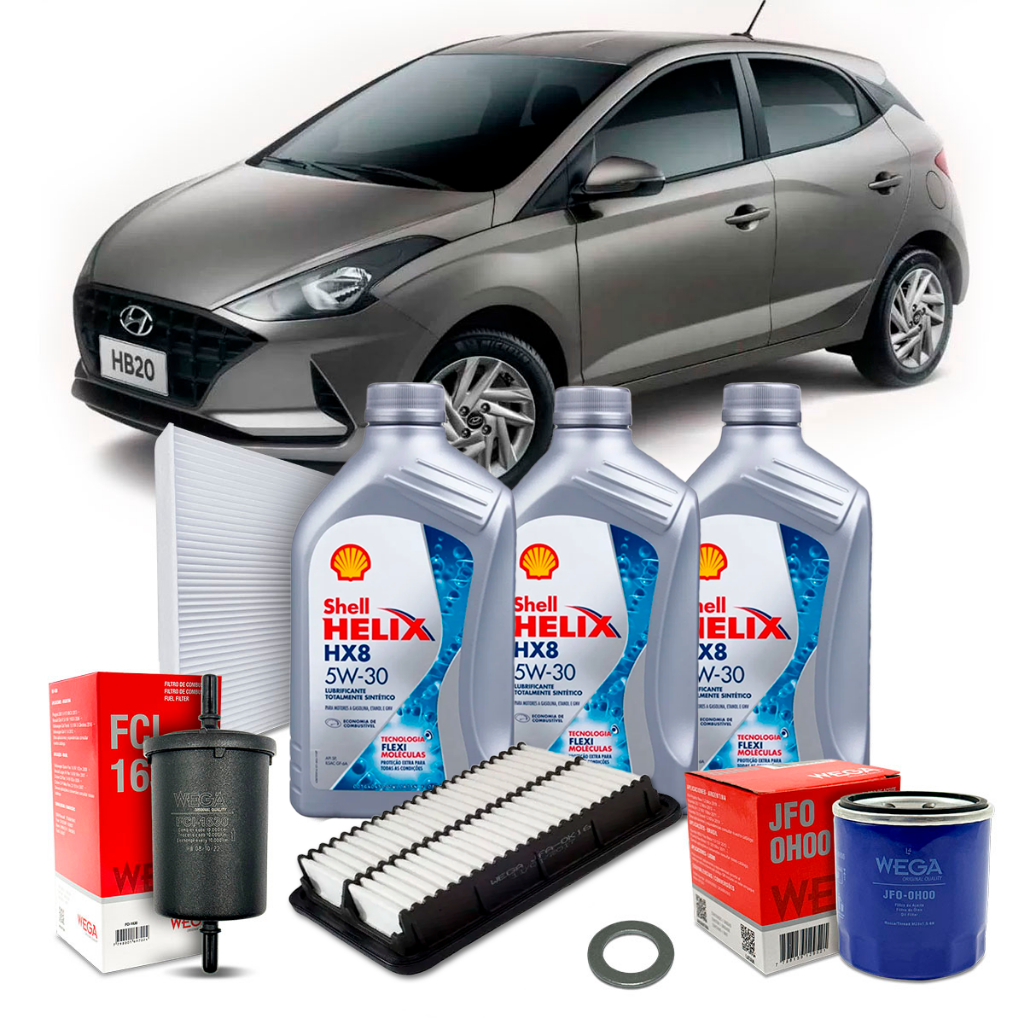 Kit Revisão Troca de Óleo 5w30 Hyundai HB20 1.0 12v 3cc 80cv Aspirado 2020 2021 2022 2023 2024