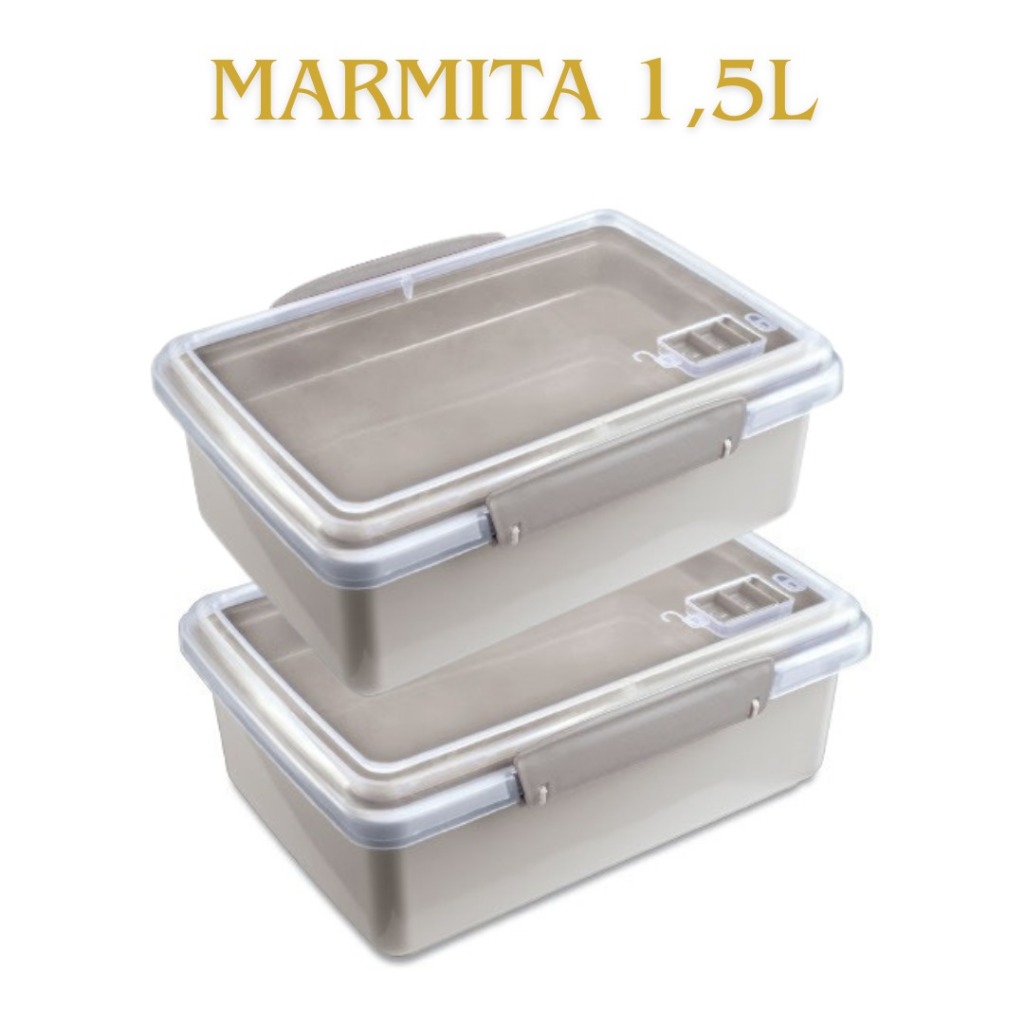 2 Marmitas Plástica Fitness C/ Trava e Válvula 1,5 Litros em Oferta na Shopee