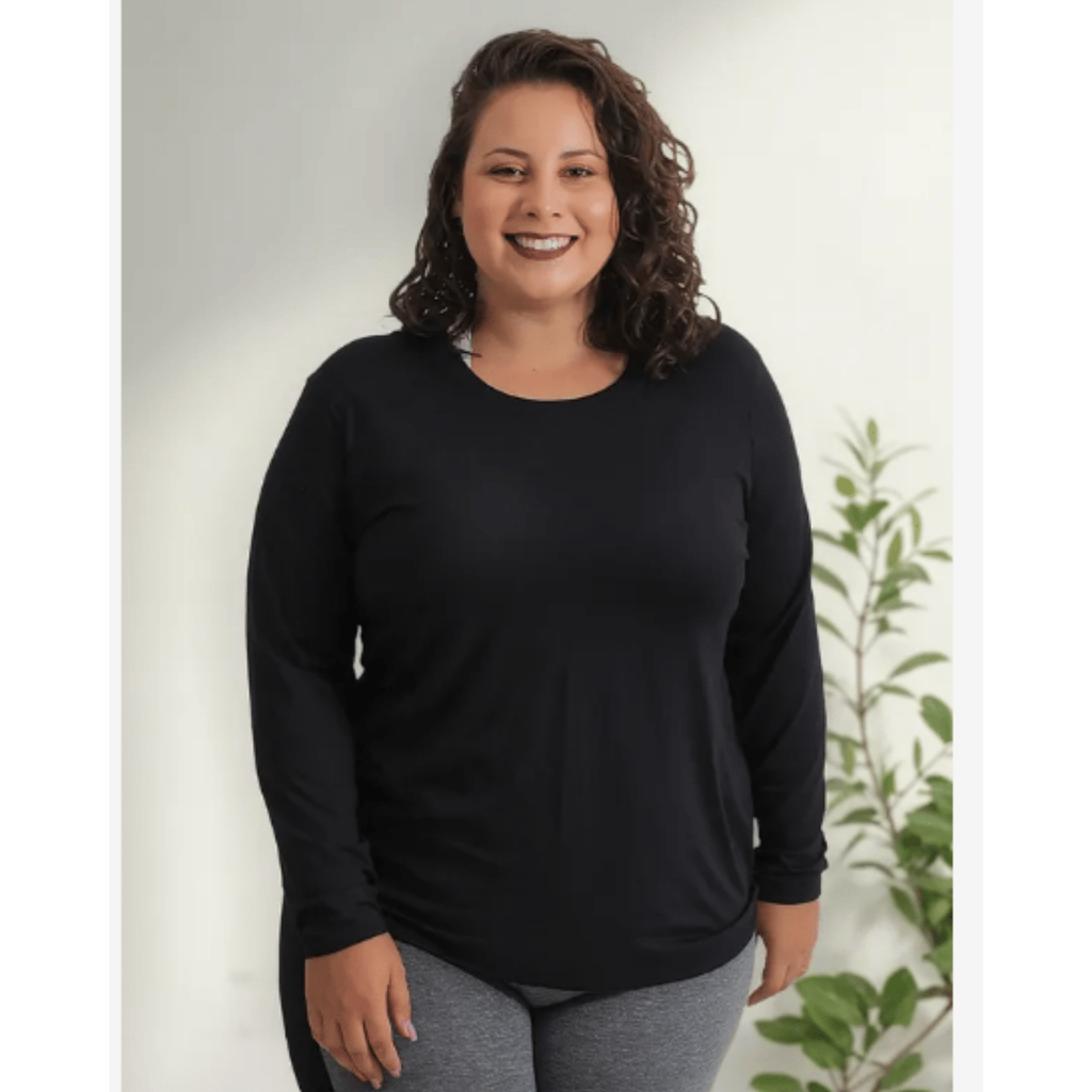 Camiseta Plus Size Feminina Proteção UV50+ Segunda Pele Atividades Fisicas Academia Fitn Confortavel