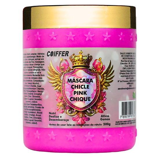 MASCARA CHICLE PINK CHIQUE COIFFER 500G (Nutrir, umectar, hidratar, deslizar e desembaraçar)