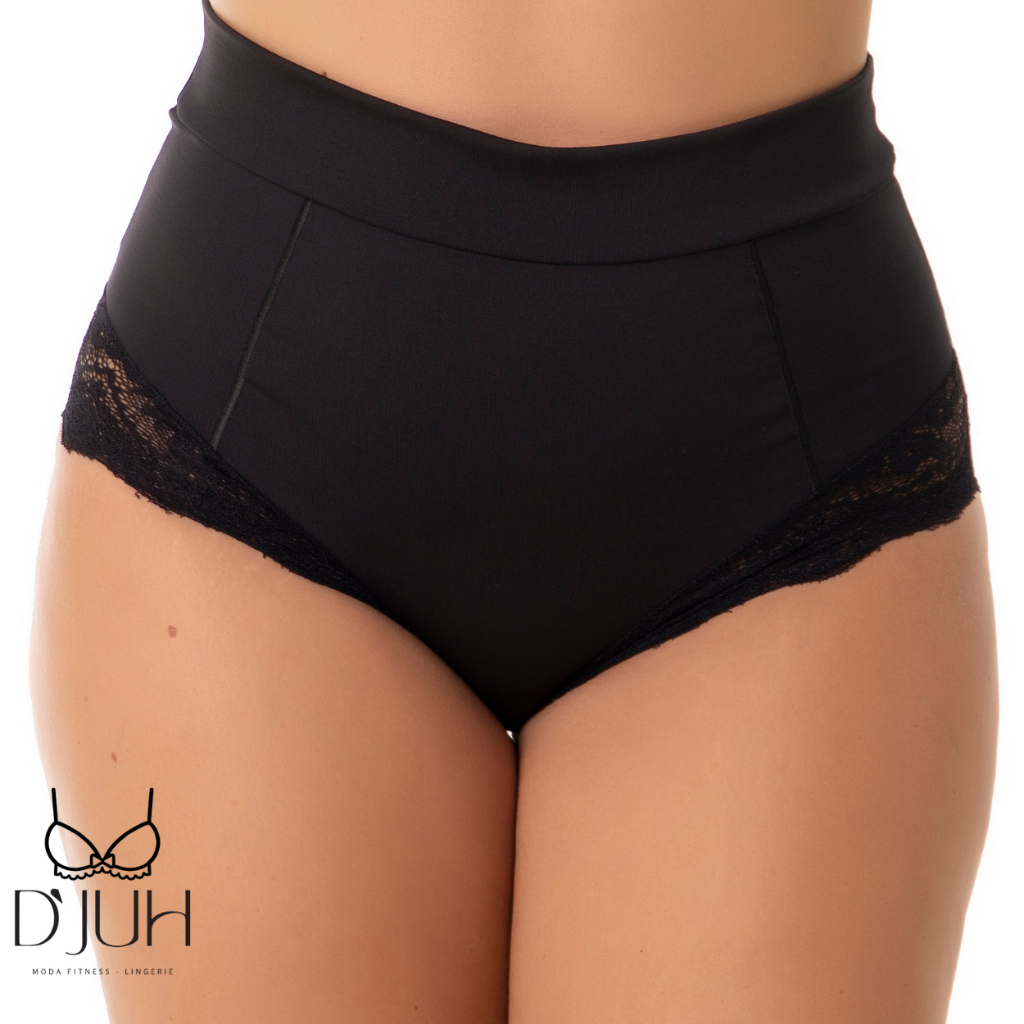 Calcinha Modeladora Cintura Alta com Renda – Conforto e Sustentação P M G GG em Oferta na Shopee