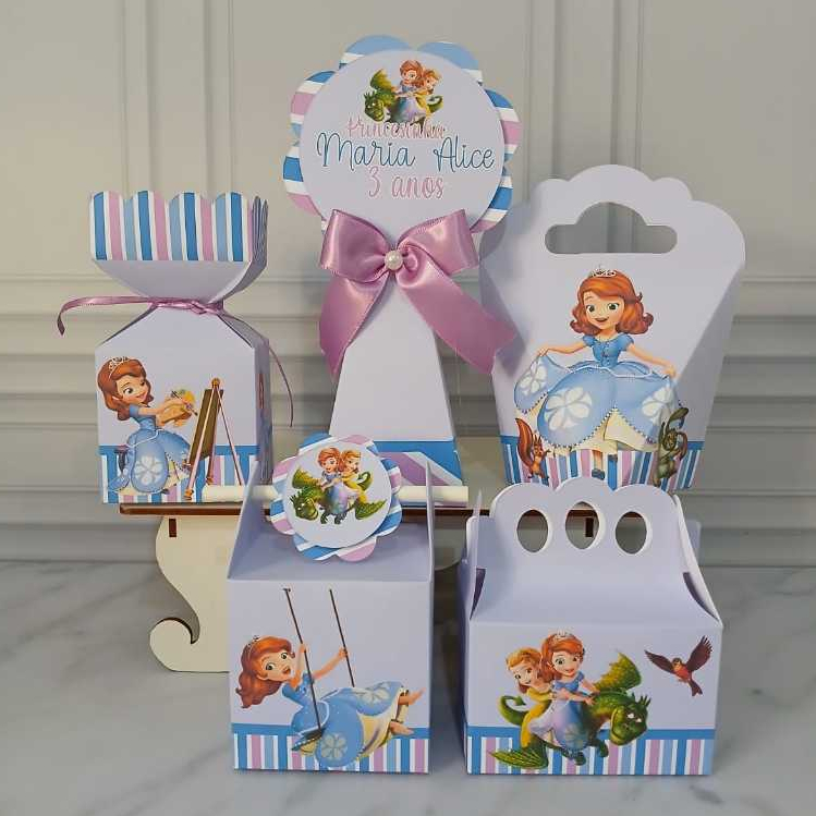 Personalizados Princesa Sofia PEGUE E MONTE Caixa Personalizada  Kit Festa Lembrancinha Aniversário