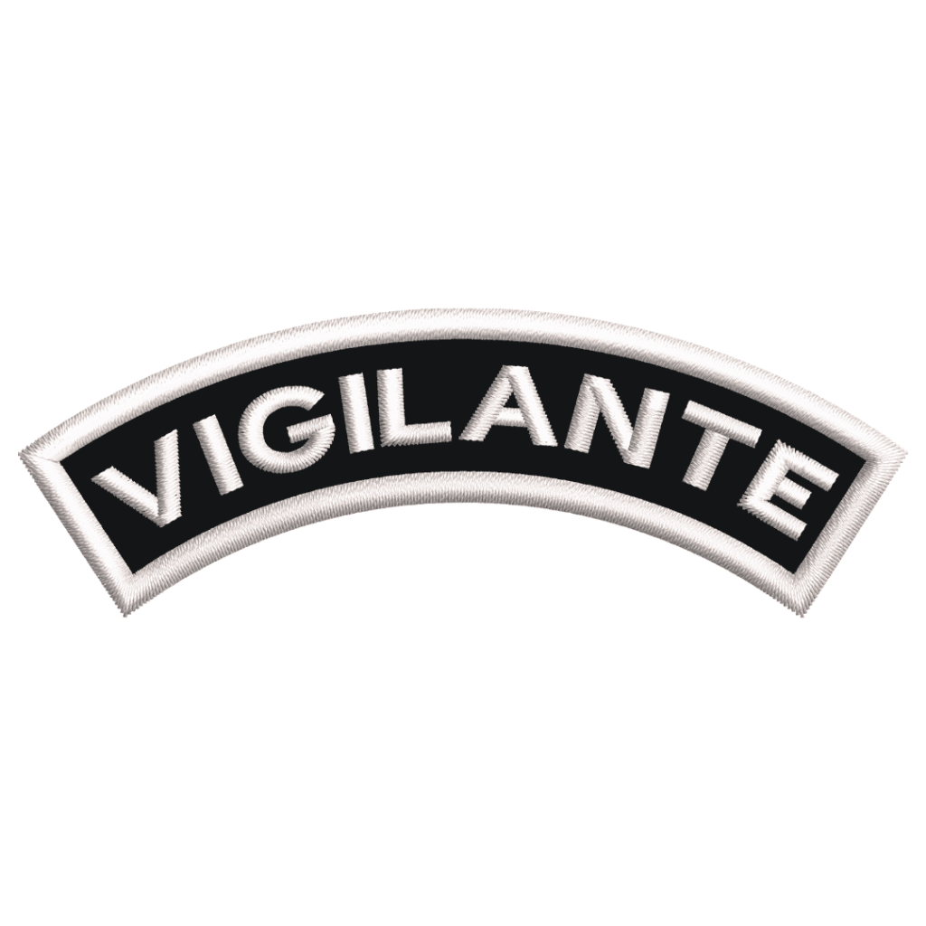 Patch Bordado VIGILANTE 10cm Tarja • Termocolante ou Para Costura • Ideal para Uniformes e Coletes