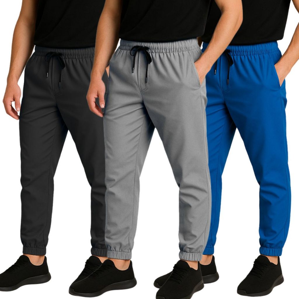 kit 03 calça masculina elastano com poliester academia treino moda fitnes frio outono inverno