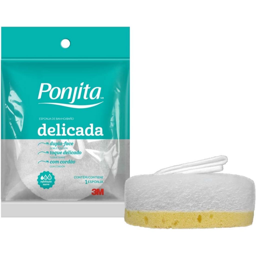Esponja para Banho Dupla Face Delicada Ponjita em Oferta na Shopee