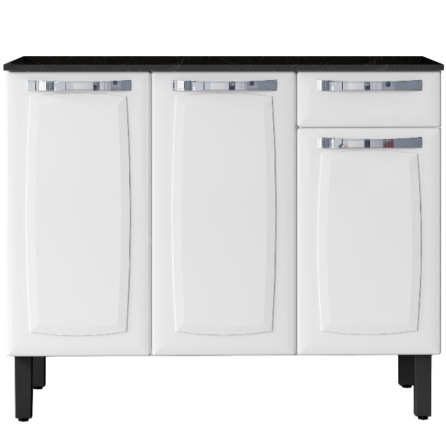 Balcão Armário Cozinha Itatiaia Rose com tampo 3 Portas 1 Gaveta Branco em Oferta na Shopee