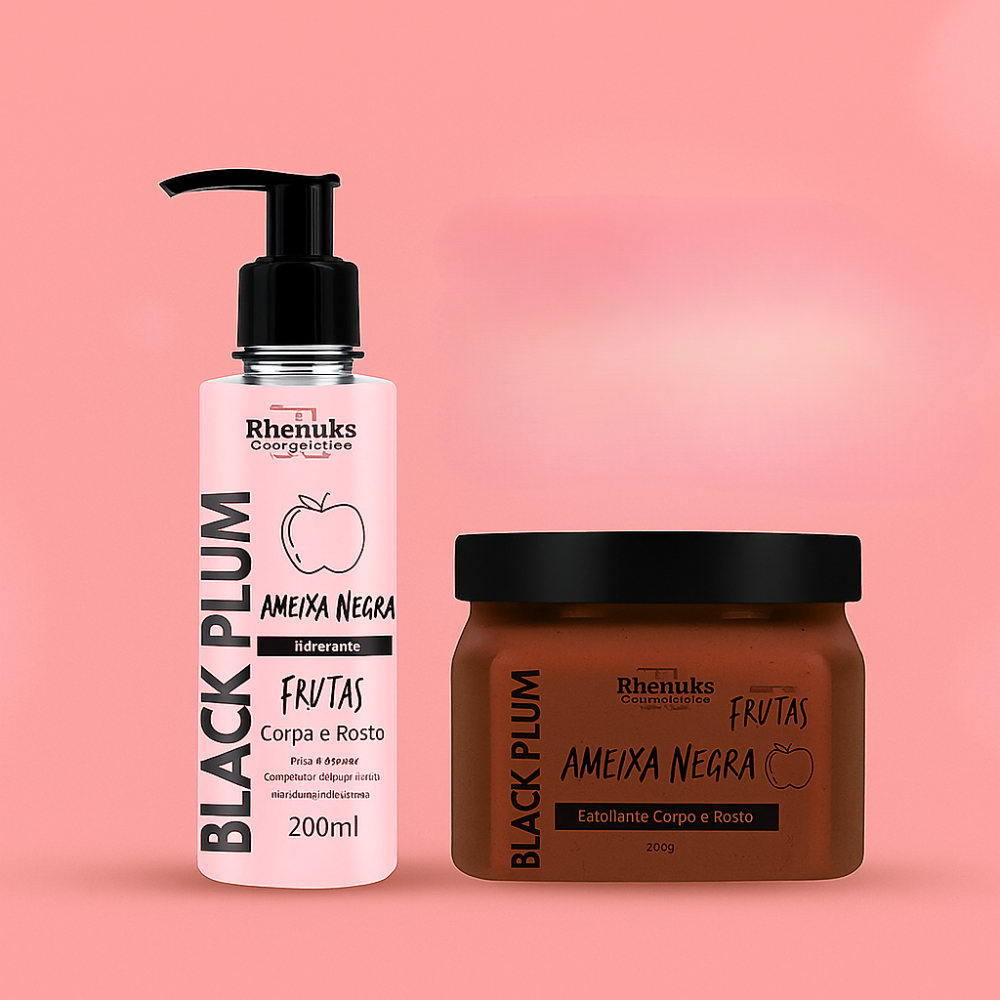 Kit Esfoliante + Hidratante Rosto e Corpo Ameixa Negra Rhenuks – Cuidado Diário e Perfume