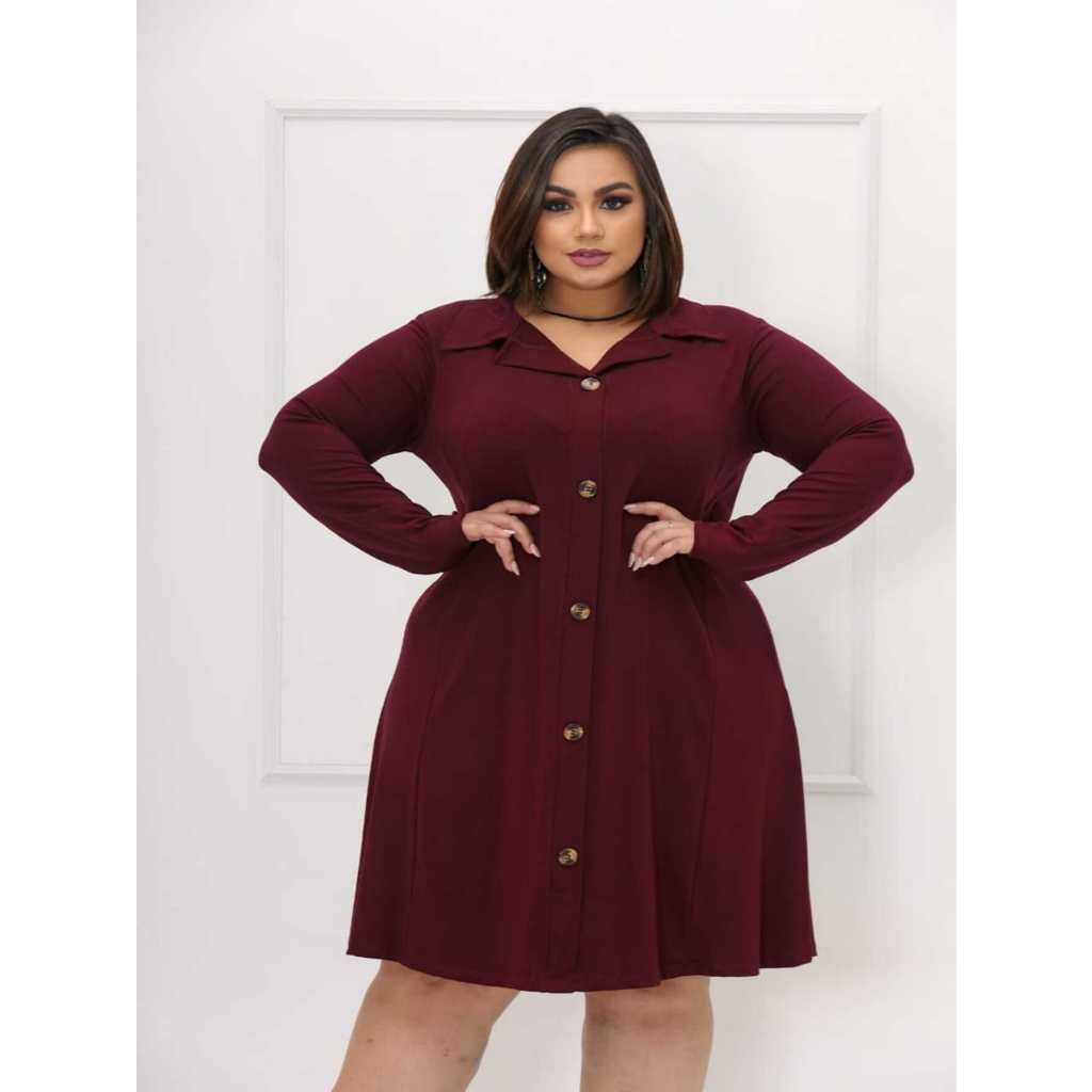 Vestido Chemise Liso Manga Longa Soltinho Confortável Moda Evangélica Casual