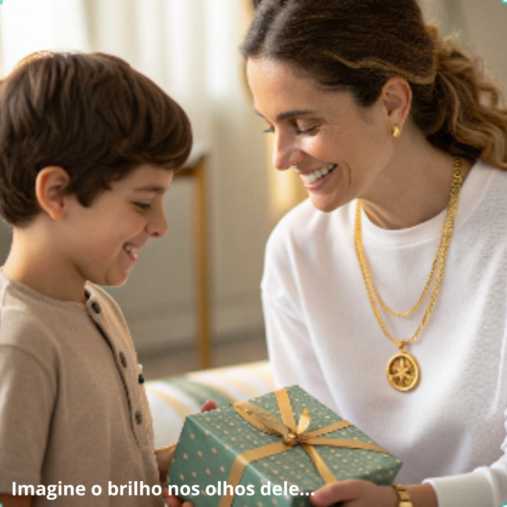 Colar Masculino Infantil Tijolinho + Pingente "Jacaré" Banhado Ouro 18k + Relógio Digital LED