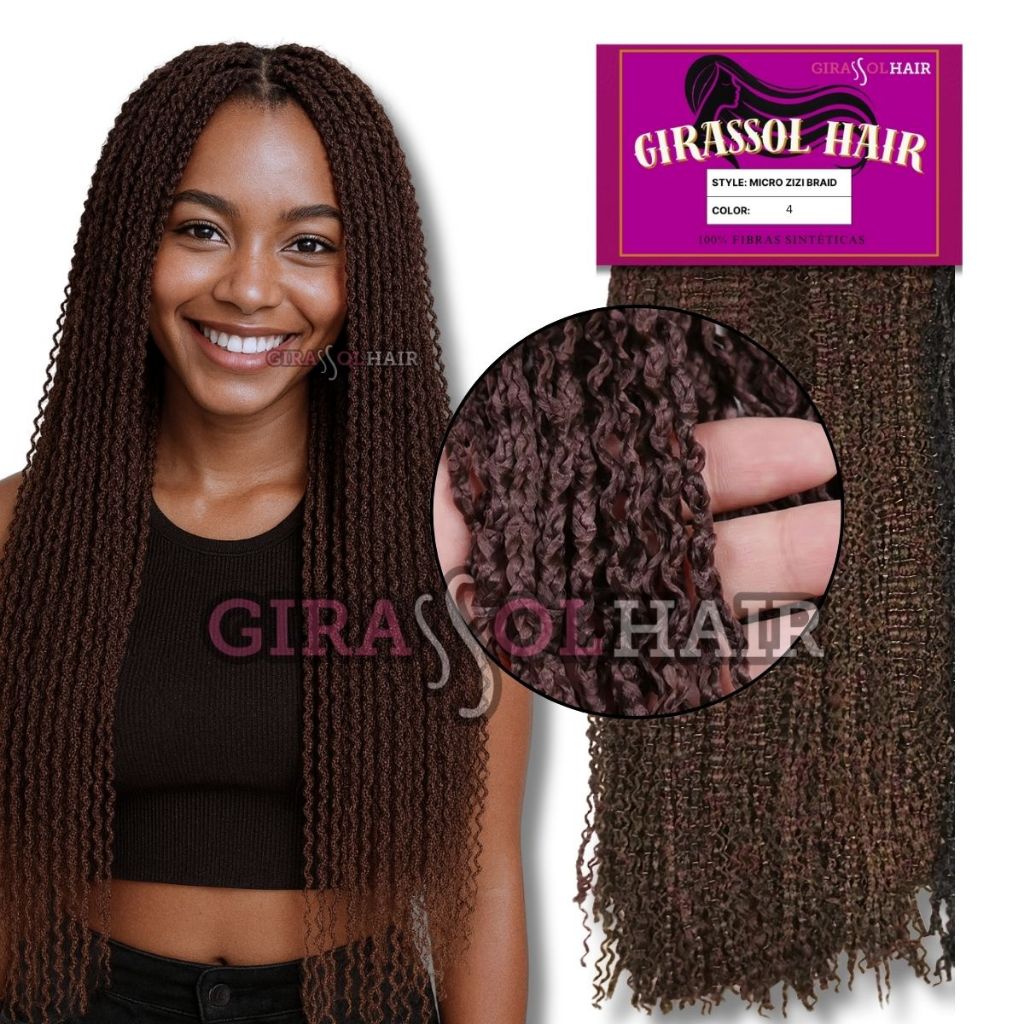Cabelo Micro Zizi Pacotão 320g Miojinho Trancinha Kanecalon Cor 4