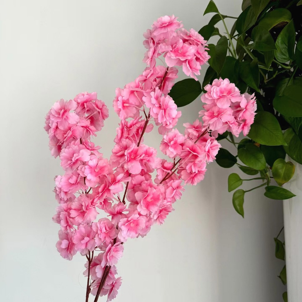 Kit 5 Buquê De Flores De Cerejeira Artificial Flor De Pêssego rosa Para Decoração De Casamento em Oferta na Shopee