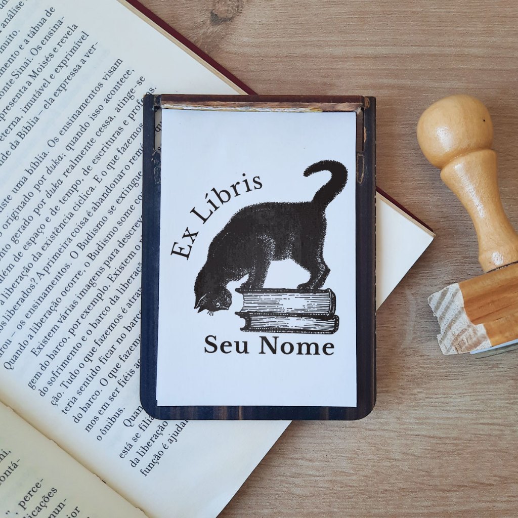 Carimbo para Livro Gatinho Ex Libris Acervo Pessoal Biblioteca Particular em Oferta na Shopee