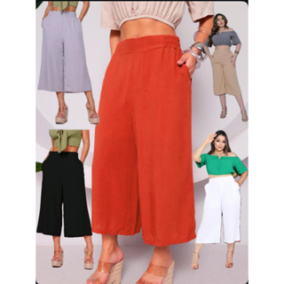 Calça Pantacourt/Pantalona Cintura Alta Viscolinho Tam.. M  G  GG em Oferta na Shopee