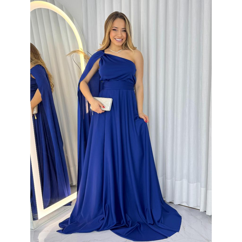 Vestido nula  Manga Capas Longa com Fenda  na Lateral Festa Casamento Madrinhas Formaturas em Oferta na Shopee