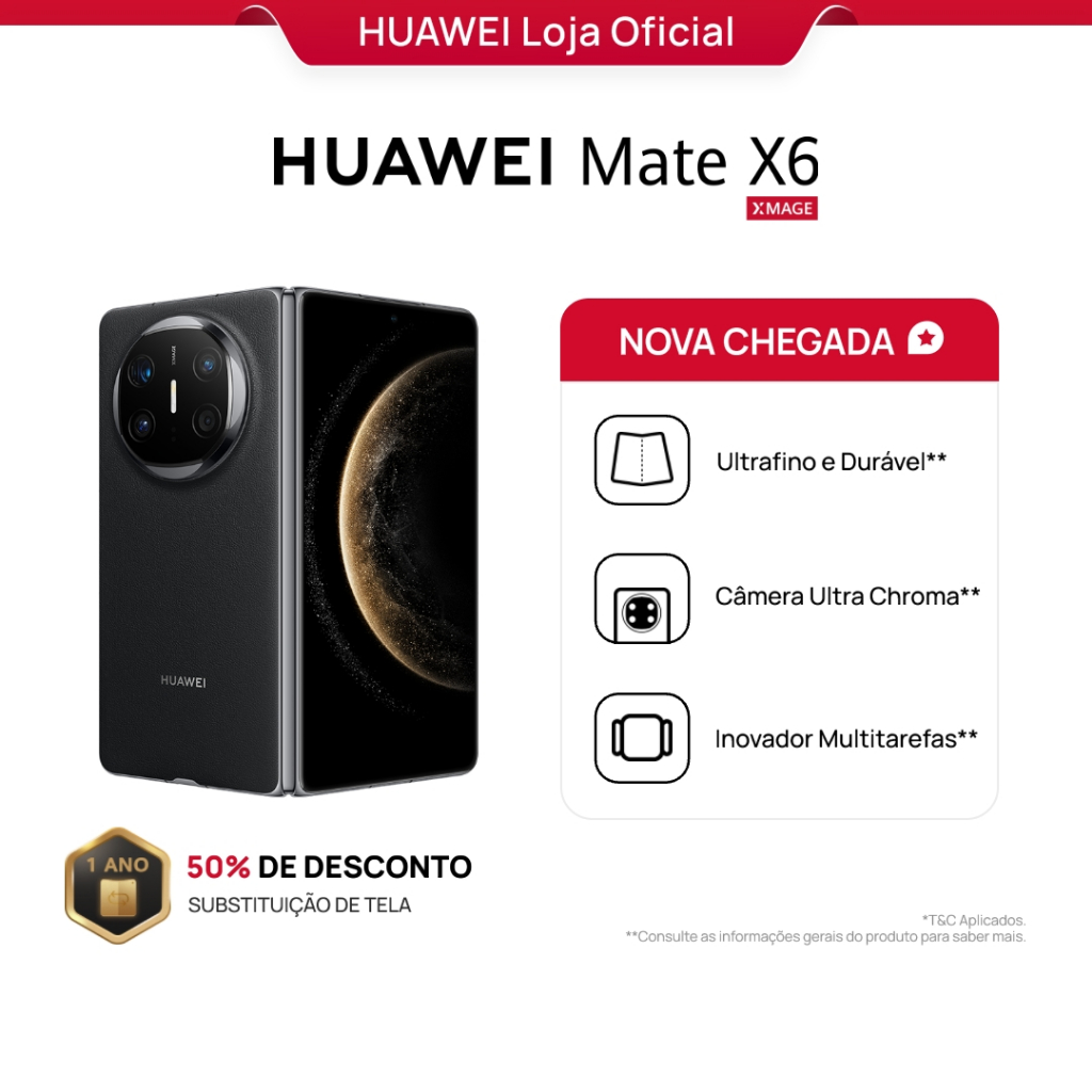 HUAWEI Mate X6 | Celular | 12GB+512GB | Ultrafino e Durável | Câmera Ultra Chroma | 5110 mAh | IPX8