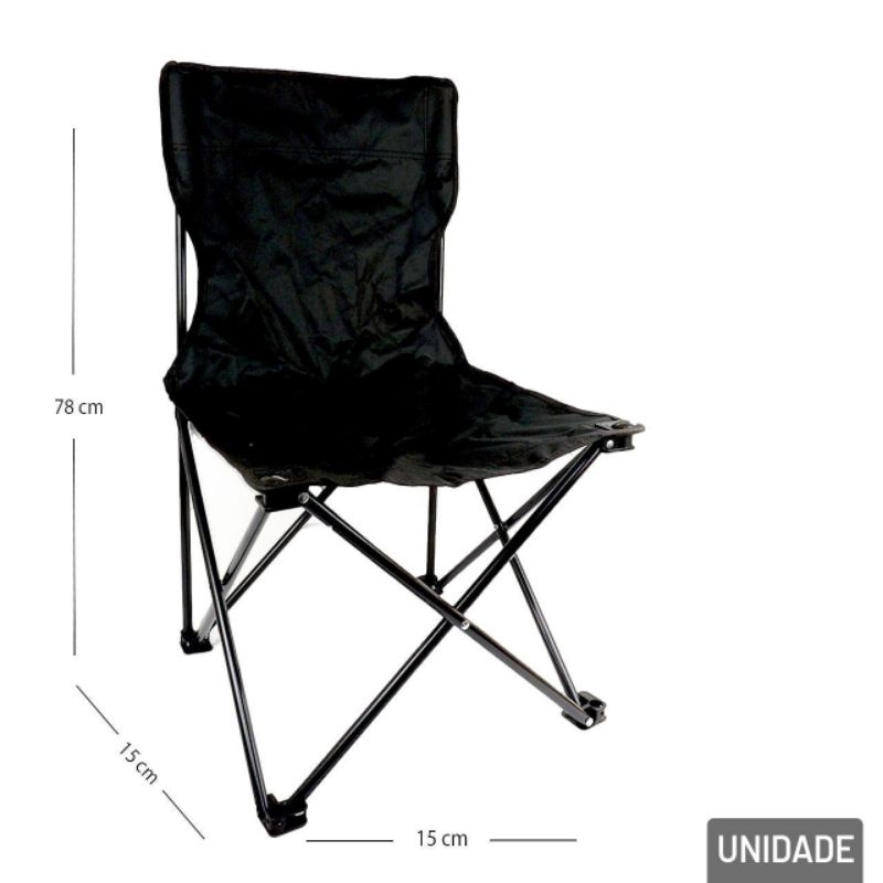 Cadeira Camping Dobrável Metal Impermeável compacta com bolso porta copos praia passeio pesca com bolsa até 120 kg