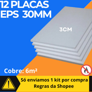 Kit 12 peças de Isopor antichamas 3cm (30mm) tamanho 100x50x3cm em Oferta na Shopee