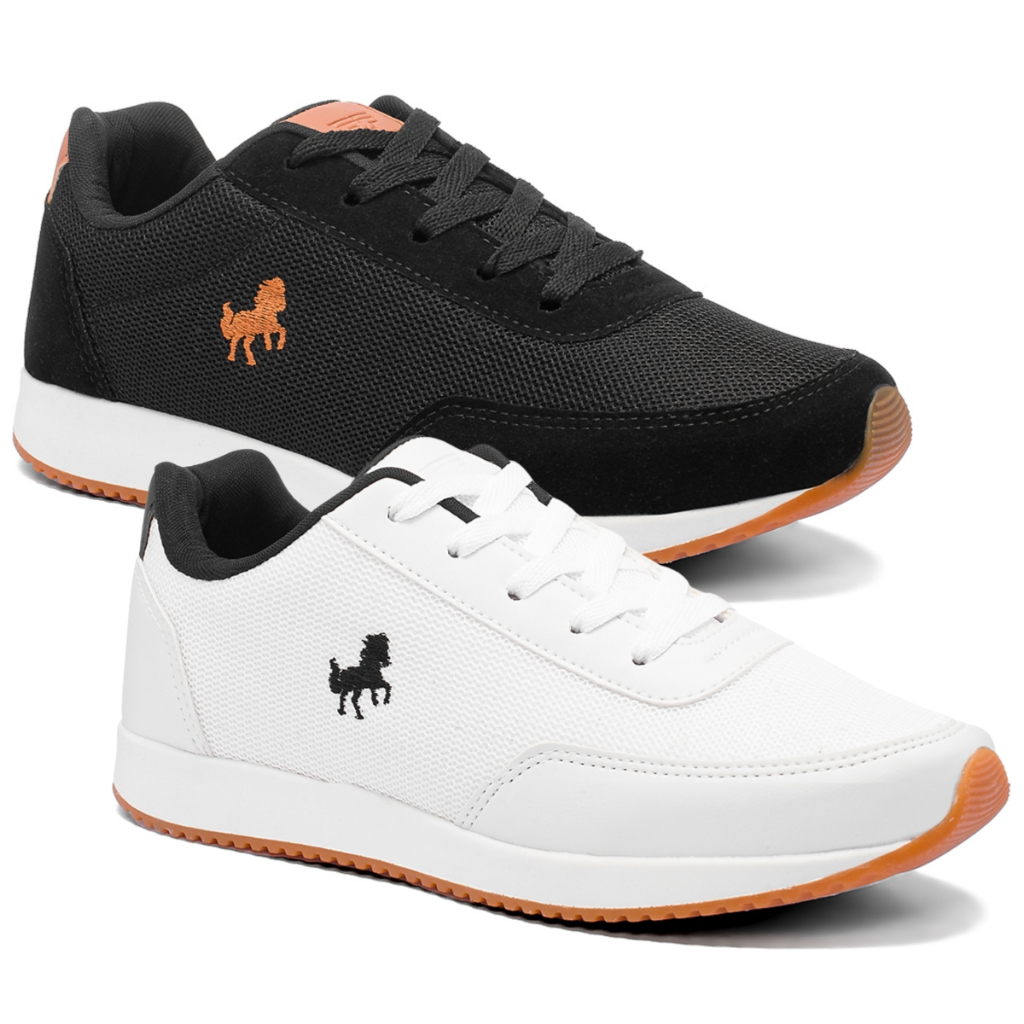 Kit Tênis Masculino Casual 2 Pares Social Confortável Estiloso Polo BF Shoes