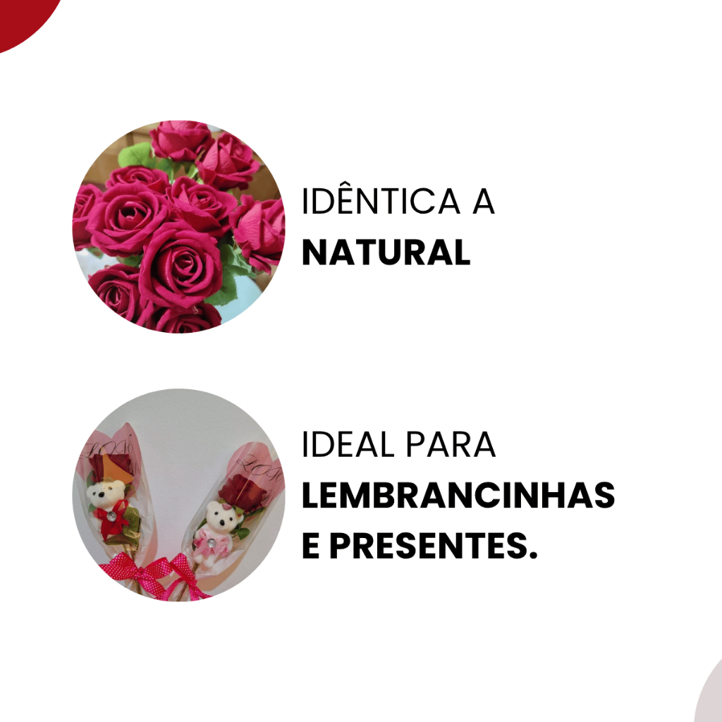 Kit 10 Rosas Artificial Aveludada 50cm Vermelha Individual Decoração Arranjo Flor — imagem 2 de 2