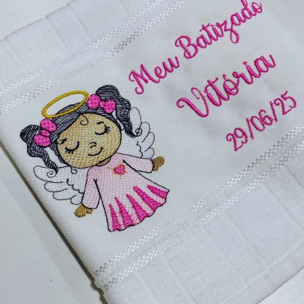 Toalhinha Para Batizado Personalizada Menina Com Nome e Data