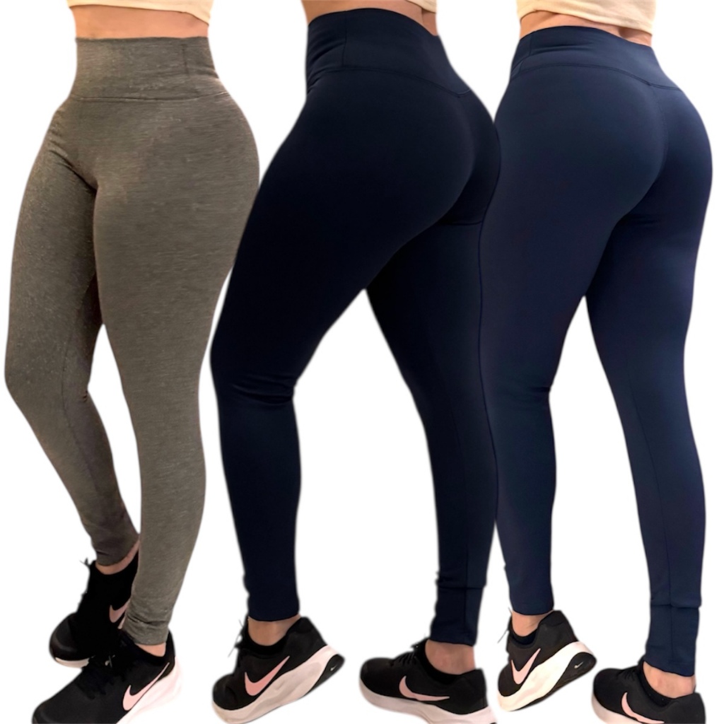 Kit 3 Calça Legging Flanelada Feminina Peluciada Grossa Academia Treino Resistente Zero Transparencia