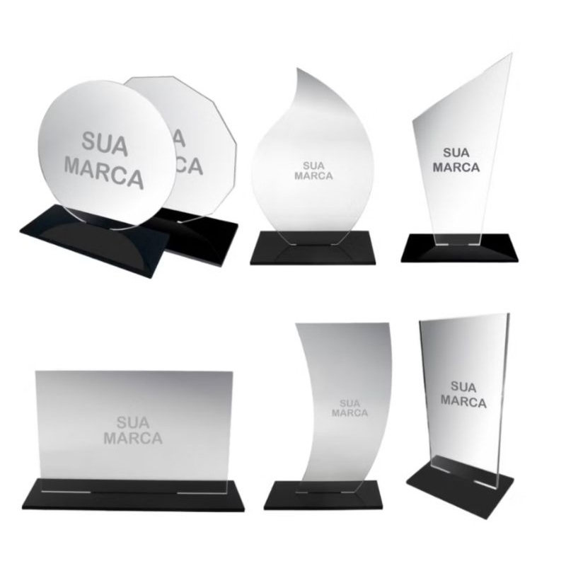 KIT Troféu em Acrílico Personalizado – Brinde Corporativo, Homenagem, Evento, Premiação