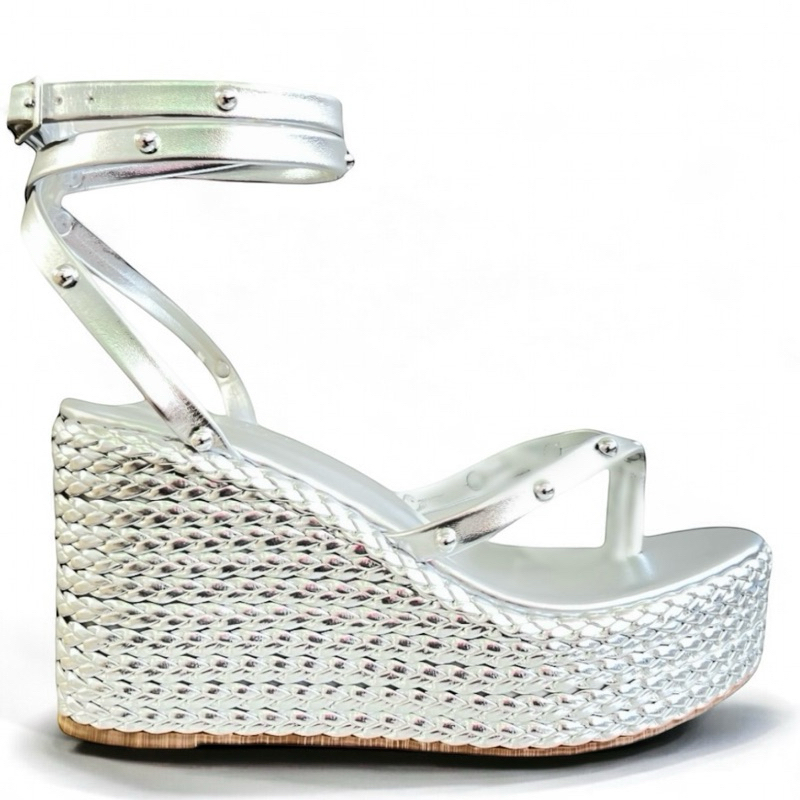 Sandália Feminina Anabela Salto Alto Chinelão de amarrar Confortável Tiras Alta Qualidade So Pretty Shoes Linda Moda