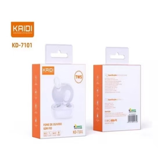Fone Bluetooth 5.3 Sem Fio Original Kaidi KD 7101 com Visor Led Borrachinhas Touch in ear
