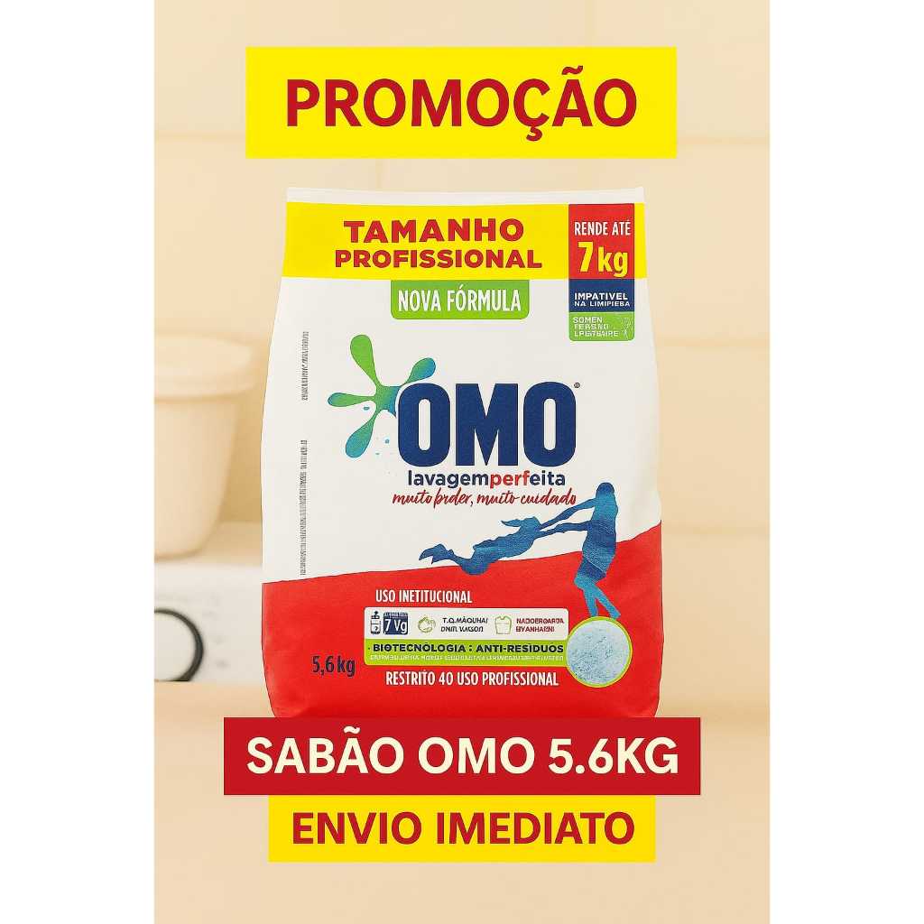 Lava Roupas Sabão em Pó OMO 5.6KG Uso Profissional Rende até 630 Lavagens Lavanderia
